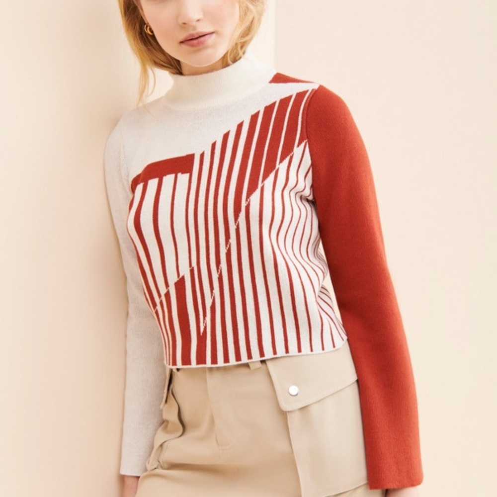 Mandinga Marble Mock Neck Top Size S